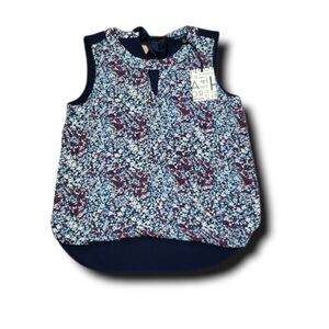41 Hawthorn Floral Sleeveless Blouse - Blue and Purple